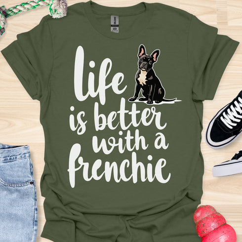 Life is better with a frenchie - V5 - Frenchie in Sweater T-Shirt